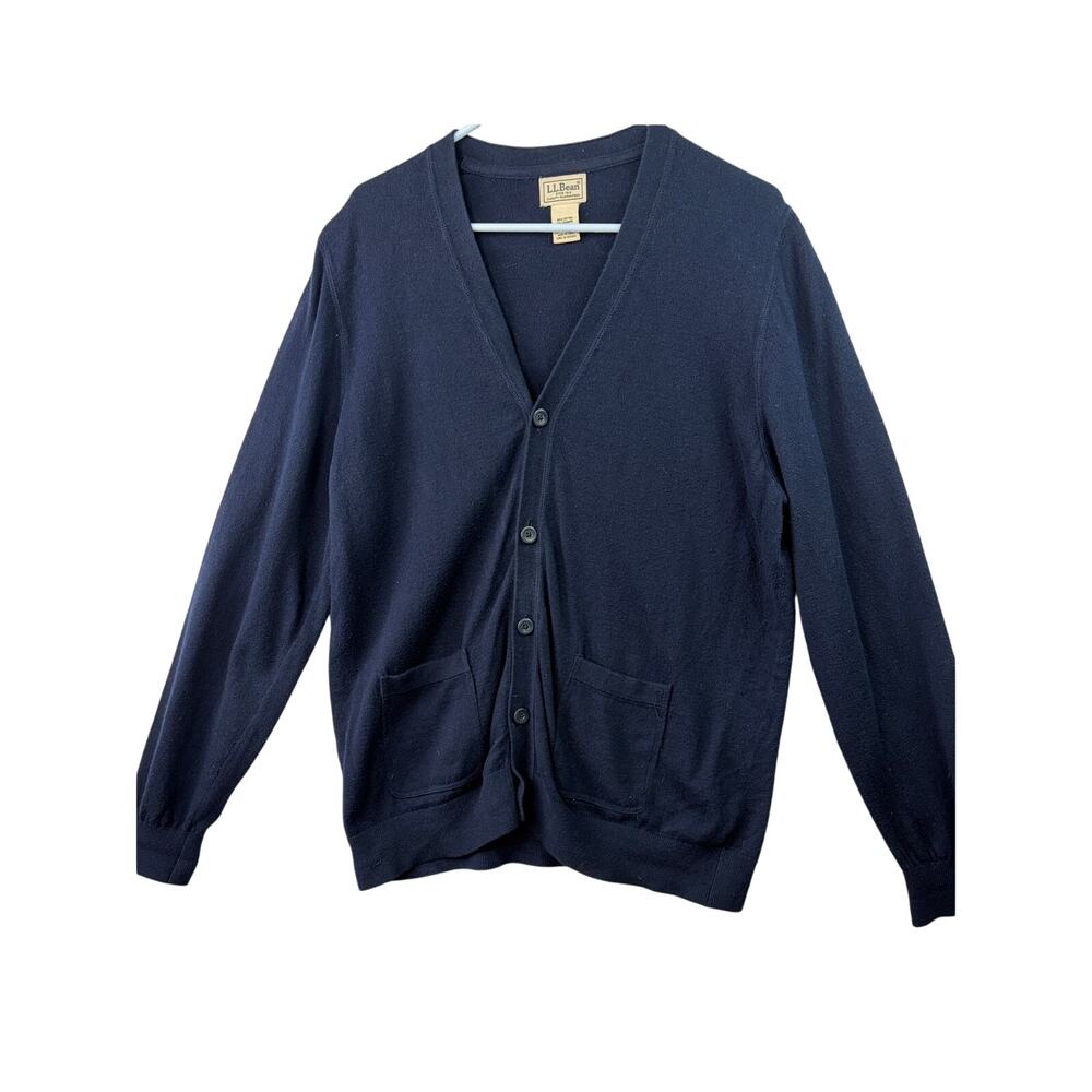 LL Bean Women’s V-Neck Button Cardigan – Navy – Size L